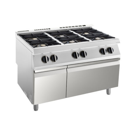 Mașină de gătit, GPL sau gaz, pe suport și cuptor electric, 6 arzătoare, Linia 700, Silko NECG76E