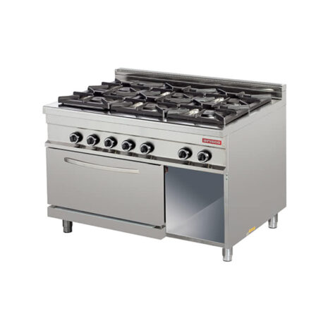 Mașină de gătit, GPL sau gaz, pe suport și cuptor electric, 6 arzătoare, Linia 900, Arisco-gr932E