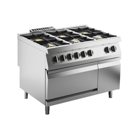 Mașină de gătit, GPL sau gaz, pe suport și cuptor electric, 6 arzătoare, Linia 900, Silko NECG96E
