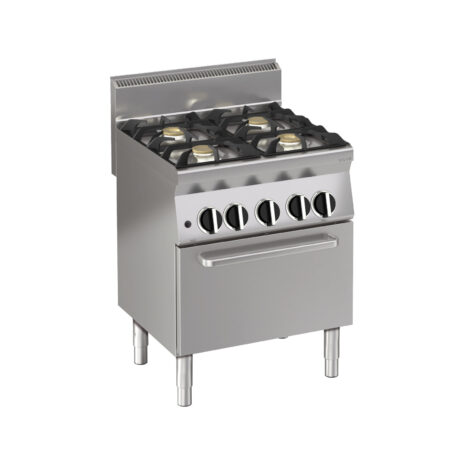 Mașină de gătit, GPL sau gaz, pe suport și cuptor electric-convecție, 4 arzătoare, Linia 650, Silko ECG64EV
