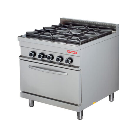 Mașină de gătit, GPL sau gaz, pe suport și cuptor pe gaz, 4 arzătoare, Linia 900, Arisco GR922