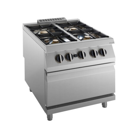 Mașină de gătit, GPL sau gaz, pe suport și cuptor pe gaz, 4 arzătoare, Linia 900, Silko NECG94F