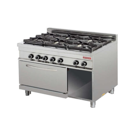 Mașină de gătit, GPL sau gaz, pe suport și cuptor pe gaz, 6 arzătoare, Linia 900, Ariscor-gr932
