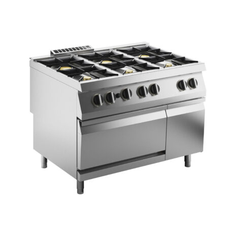 Mașină de gătit, GPL sau gaz, pe suport și cuptor pe gaz, 6 arzătoare, Linia 900, Silko NECG96F