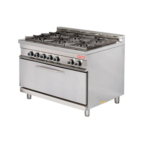 Mașină de gătit, GPL sau gaz, pe suport și cuptor pe gaz maxi, 6 arzătoare, Linia 900, Arisco-gr932m