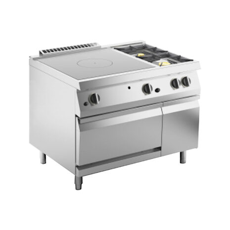 Mașină de gătit cu placă mare radiantă și 2 arzătoare, cuptor pe gaz, Linia 700, Silko NETG76FL