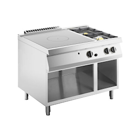 Mașină de gătit cu placă mare radiantă și 2 arzătoare, pe suport deschis, Linia 700, Silko NETG76GL