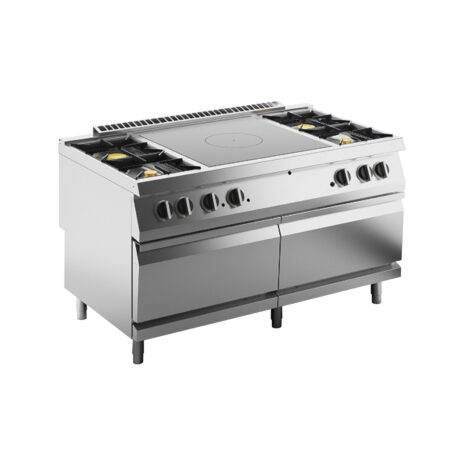 Mașină de gătit cu placă mare radiantă și 4 arzătoare, cuptor pe gaz, Linia 900, Silko NETG98F