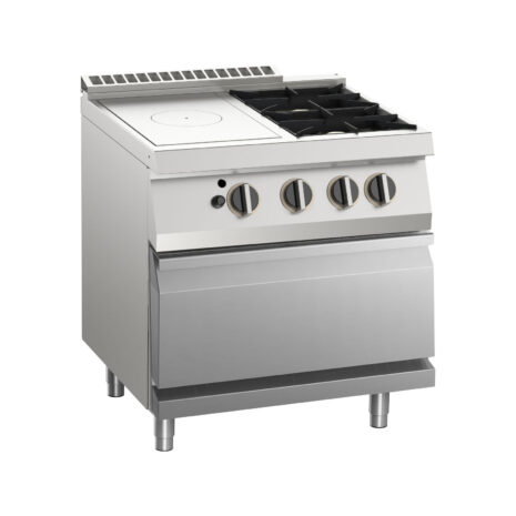 Mașină de gătit cu placă medie radiantă și 2 arzătoare, cuptor pe gaz, Linia 700, Silko NETG74FL