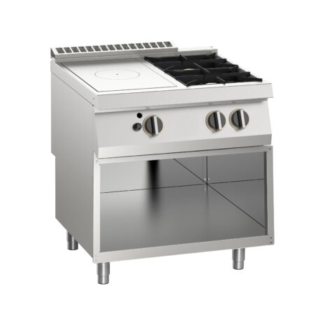 Mașină de gătit cu placă medie radiantă și 2 arzătoare, pe suport deschis, Linia 700, Silko NETG74GL