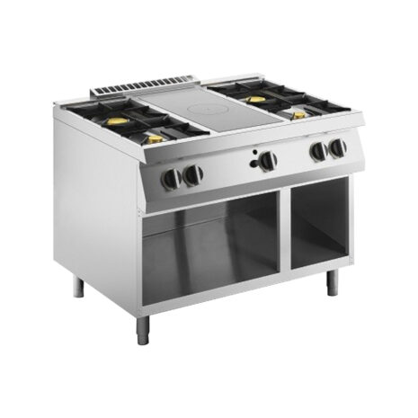 Mașină de gătit cu placă medie radiantă și 4 arzătoare, pe suport deschis, Linia 700, Silko NETG76GC
