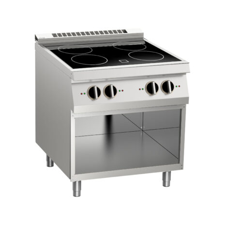 Mașină de gătit electrică cu 4 plite vitro ceramice, pe suport deschis, Linia 700, Silko NECV74G