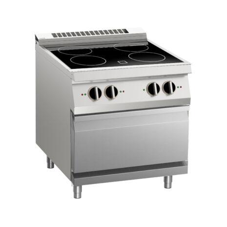 Mașină de gătit electrică cu 4 plite vitro ceramice, pe suport și cuptor, Linia 700, Silko NECV74E