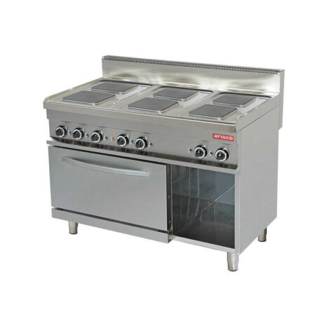 Mașină de gătit electrică pe suport și cuptor electric, 6 arzătoare pătrate, Linia 700, Arisco-er732K